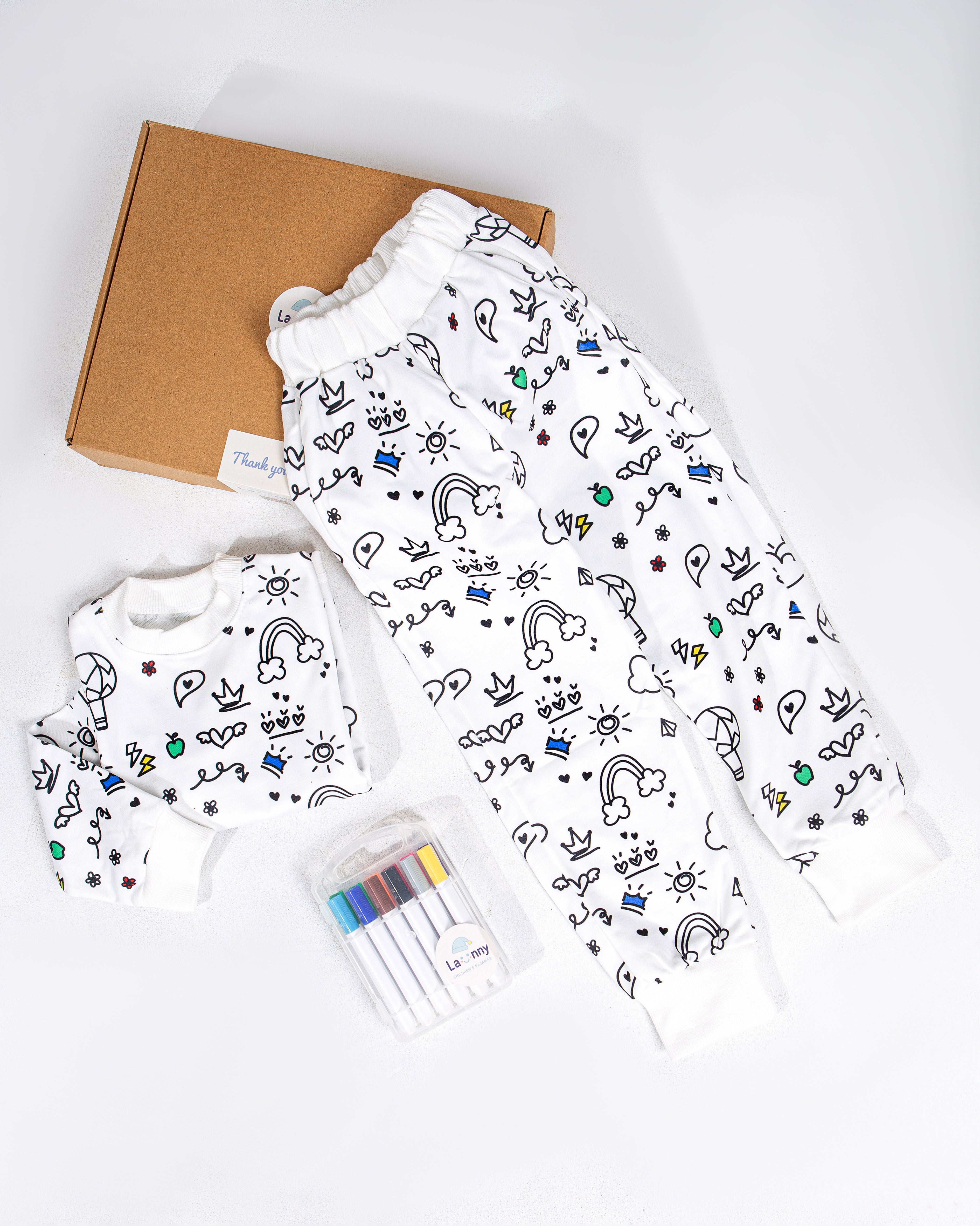 Pajama (Cloudy Design) +  12 washable colors