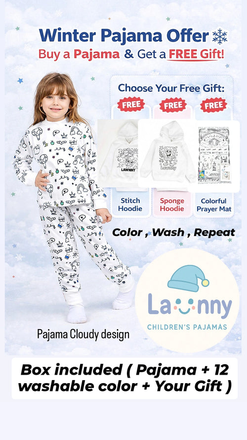 Pajama (Cloudy Design) + Free Gift (Hoodie or Prayer Mat)